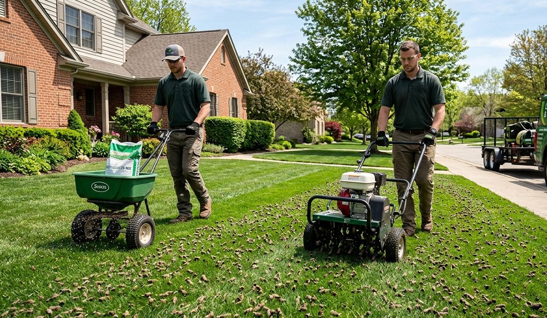 Schedule your aeration and overseeding service for fall with Greenbelt Lawns a top-rated lawn company in Wichita, Kansas