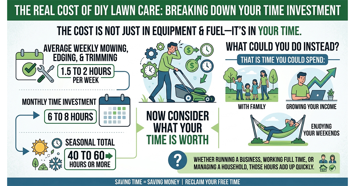 The real cost of mowing your own lawn.